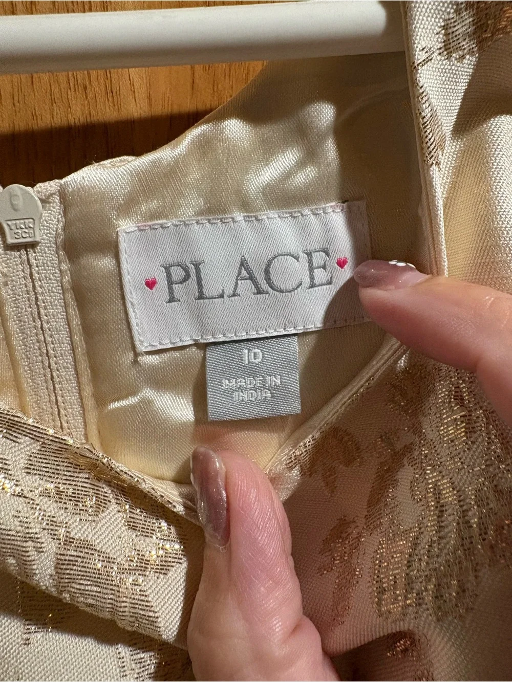 The Children's Place Cream and Gold Floral Jacquard Party Dress